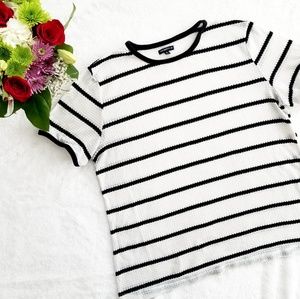 Women's Striped Black and White Tee XL